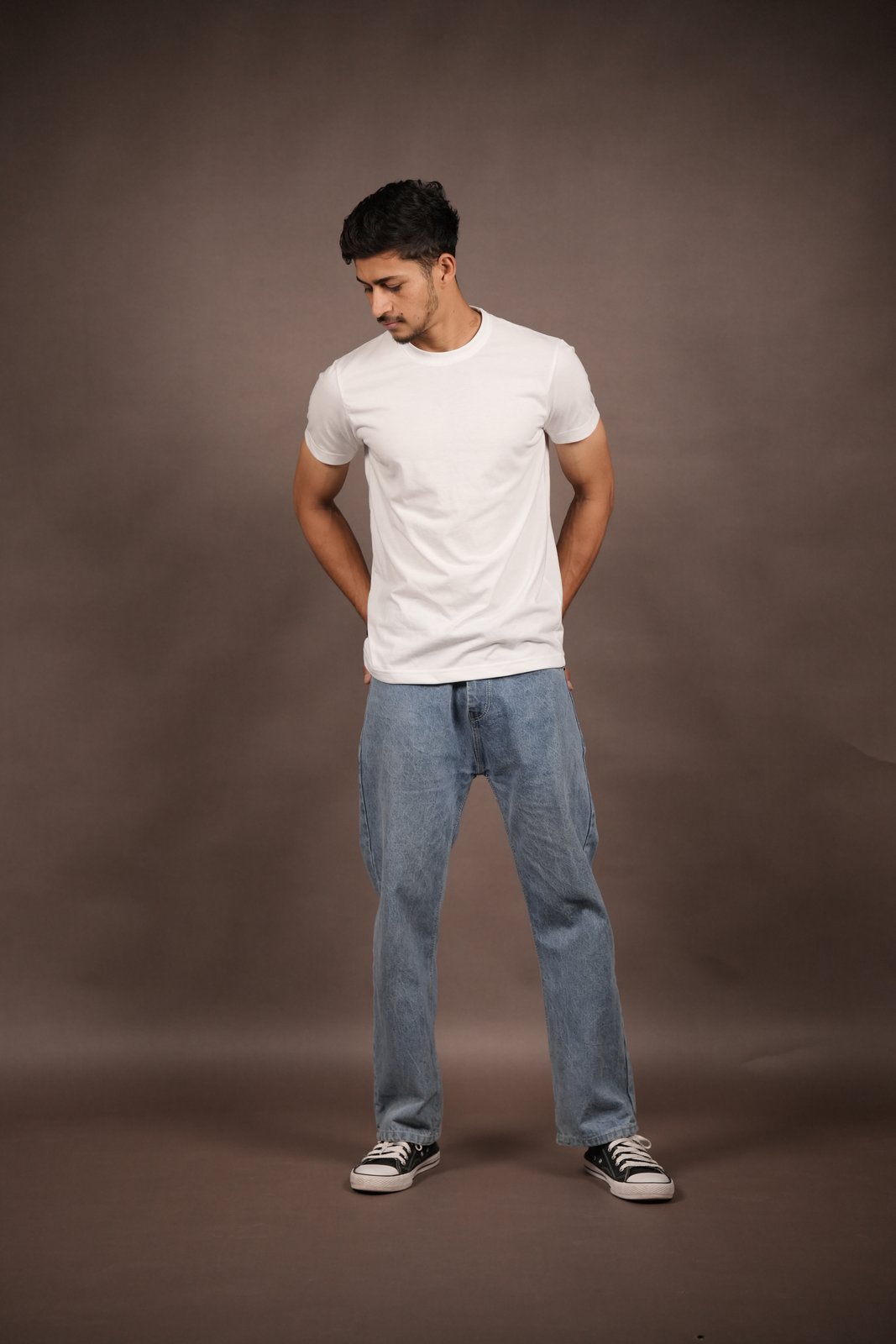 Standing studio white tee